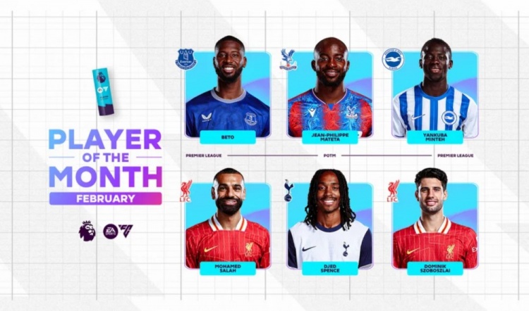  英超2月最佳候選：貝托、馬特塔、明特、薩拉赫、斯賓塞、索博
